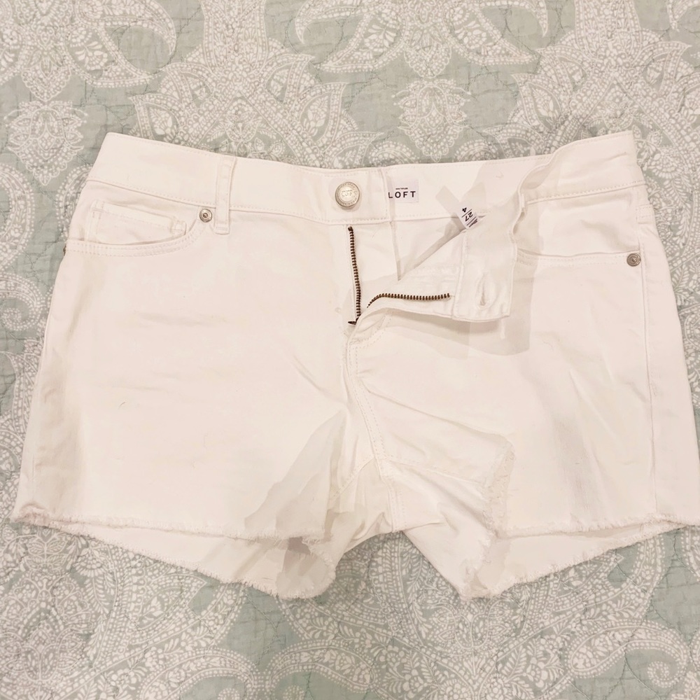 Loft white cutoff denim shorts